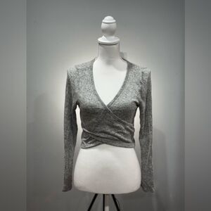 CLEARANCE! Gray Boutique Wrap Crop Sweater Size M NWT